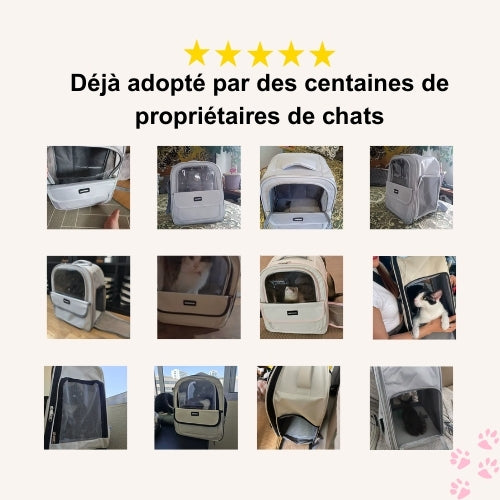 Sac de transport à dos pour chat 33×40×25 cm